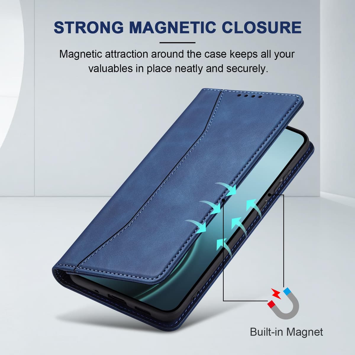 Jasonyu Funda para OPPO Reno14 /14 F/FS 5G,Cuero PU Carcasa,Tipo Libro Flip Case con Tarjetas y Cartera,Soporte Plegable,Cierre magnético,Capa (Azul) — view 3
