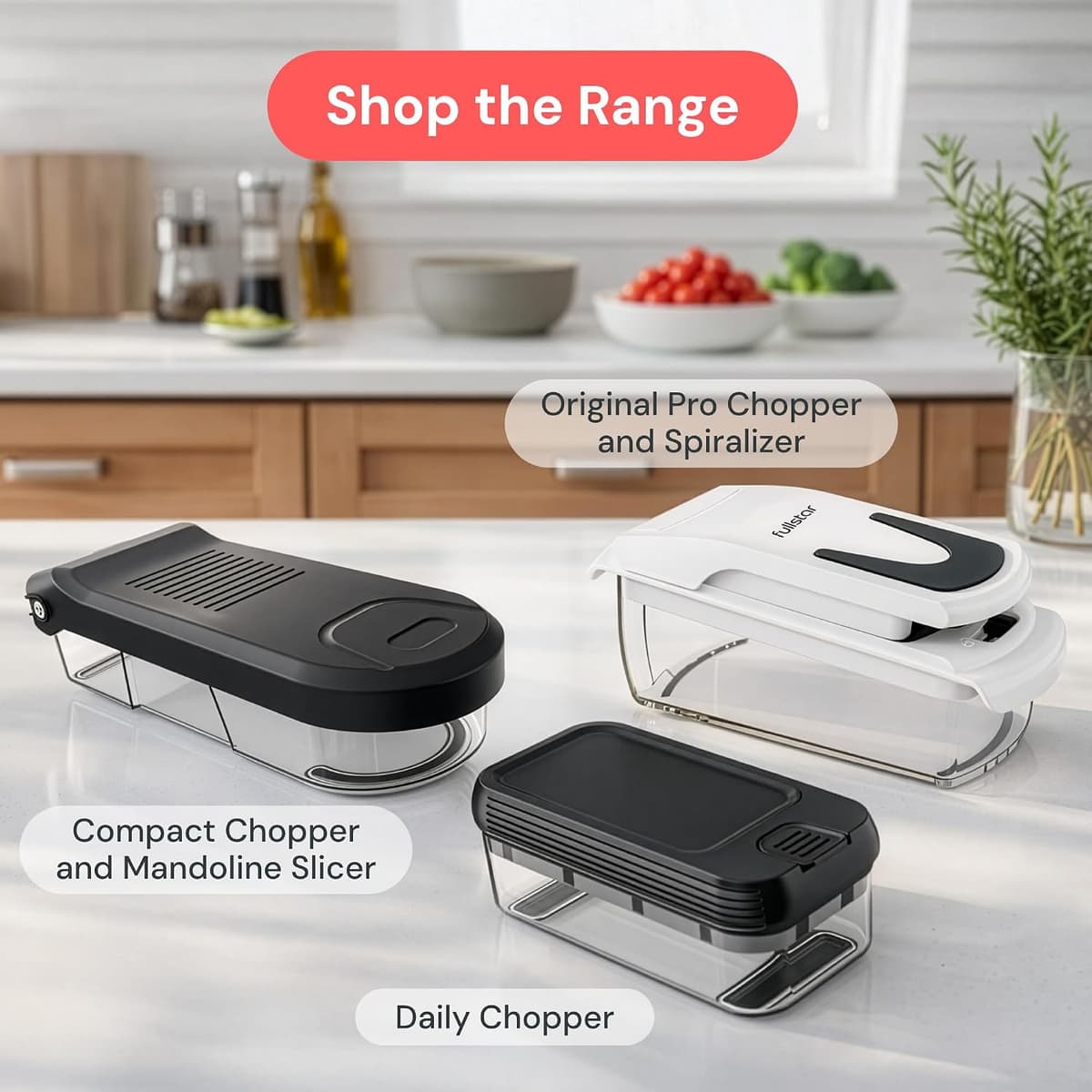 Fullstar Daily Vegetable Chopper and Mandoline Slicer - Kitchen Gadgets - Food Chopper with Container, Veggie Chopper, Fruit Cutter, Onion Dicer, Potato and Tomato Slicer for Salads (2-in-1, Black) Matte Black 2-in-1 — view 5