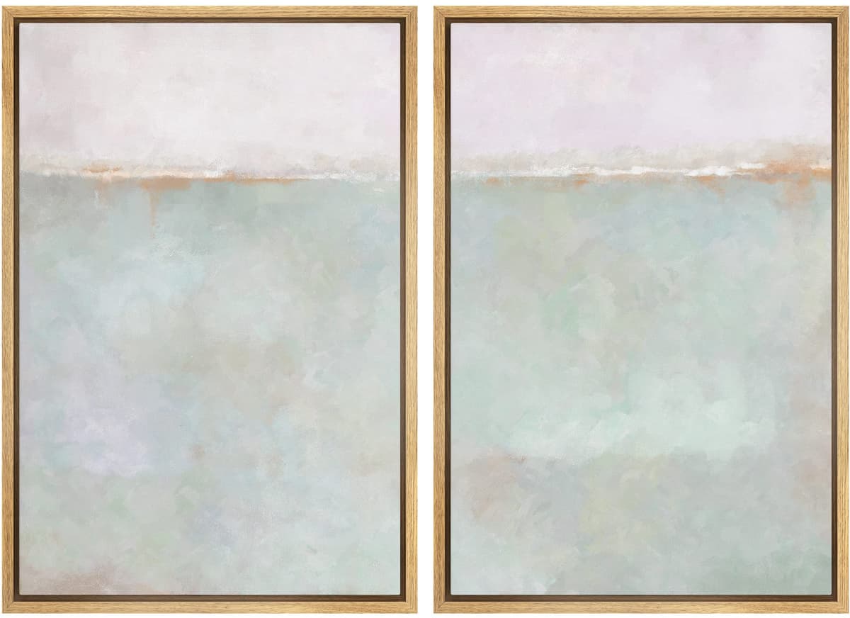 MUDECOR Framed Canvas Print Wall Art Set Watercolor Pastel Duotone Tan Landscape Abstract Shapes Illustrations Modern Art Decorative Contemporary for Living Room, Bedroom, Office - 24"x36"x2 Natural — view 155