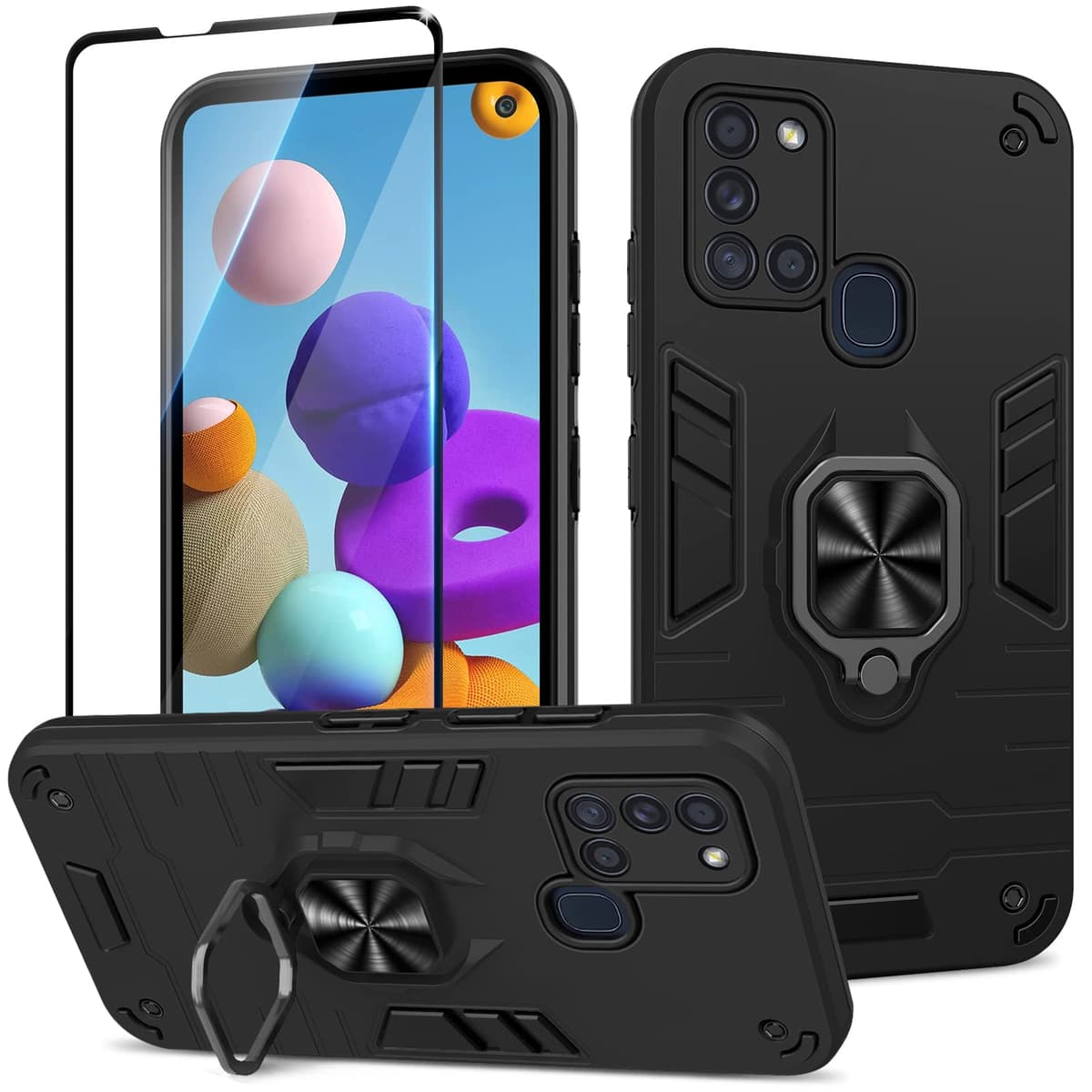 Funda para CMF Phone 2 Pro, Carcasa Antigolpes con Soporte anular metálico, Case Protectora de Grado Militar, Negro — view 1058