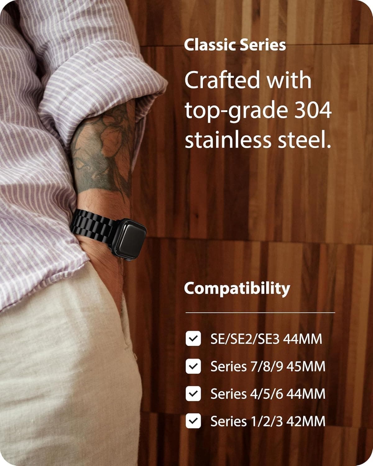 Fullmosa Metal Band with Case for Apple Watch 45/44/42/46/49/41/40/38mm — view 3