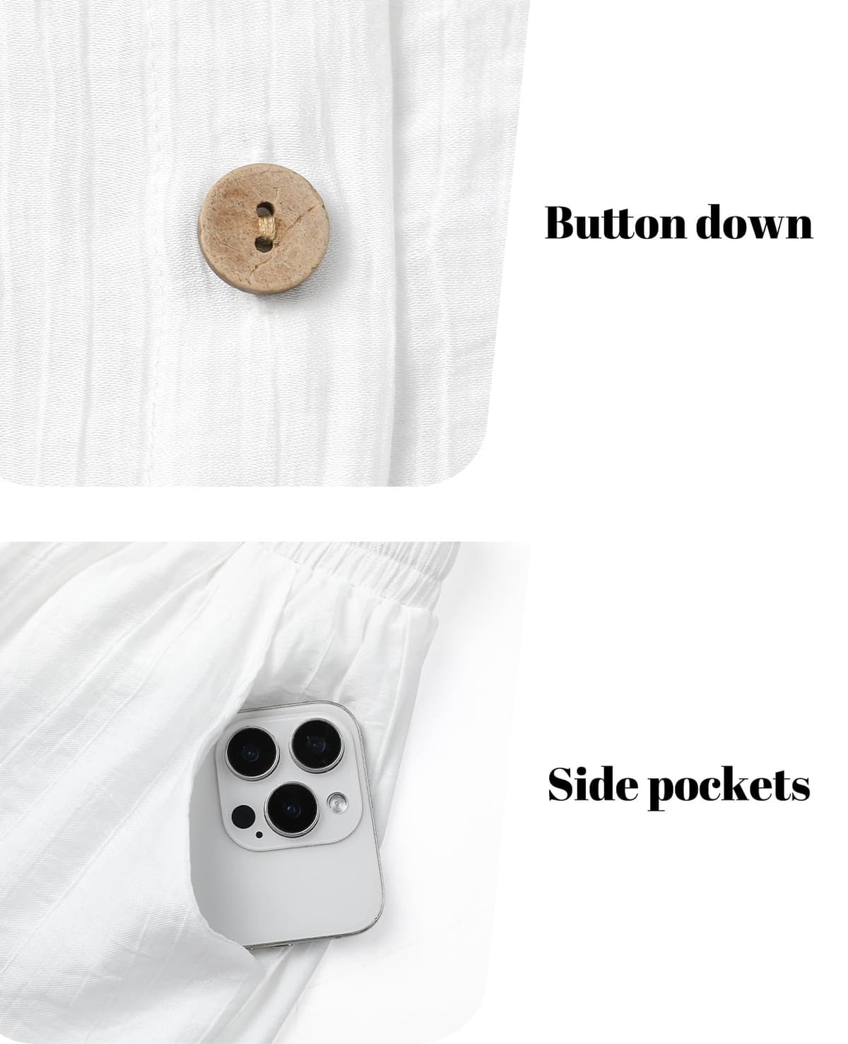 Adigaber Chándal de Manga Larga para Mujer Camisa con Botones y Holgado Cintura Alta Pierna Ancha Cordón Pantalones con Bolsillos — view 5