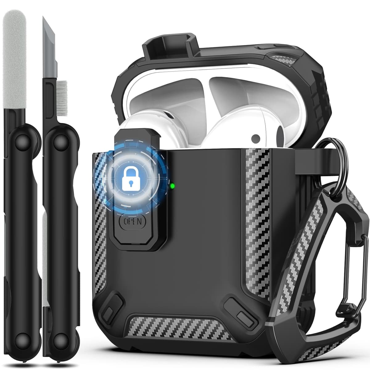 RFUNGUANGO Compatible con Airpods 4 Estuche (2024) con Kit de Limpieza, Clip de Bloqueo Seguro y Estuche de Protección a Prueba de Golpes para Airpods 4ta Generación Lanzamiento 2024,Cielo Estrellado — view 51