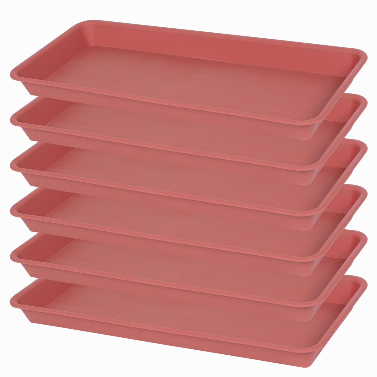 VUWEZ 2 Pack Plastic Plant Trays, Rectangular 17 18 inch, Indoor/Outdoor Plant Water Drip Trays for Flower Pot Planter, Windowsill (7.8 x 17.5'', Brown) — view 4