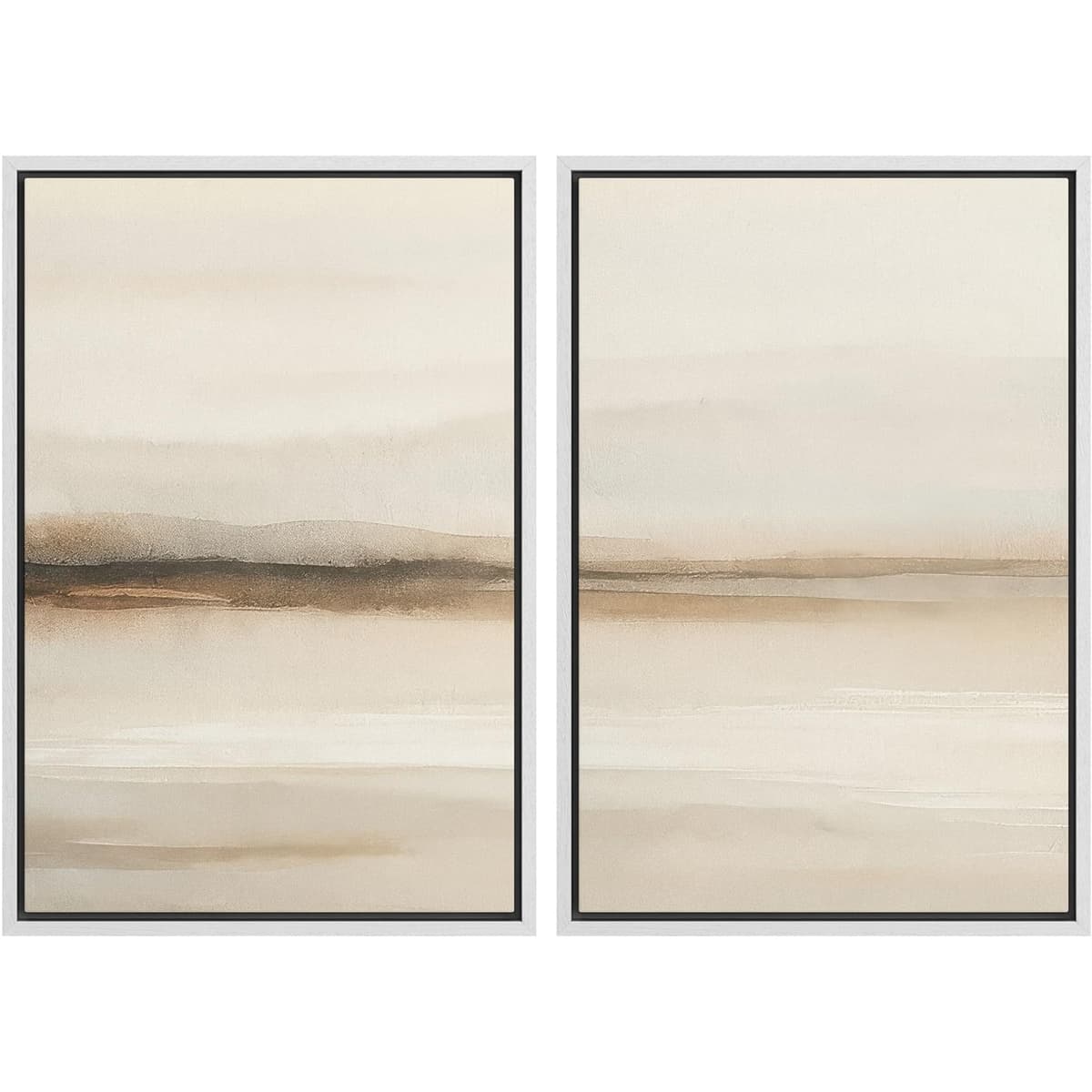 MUDECOR Framed Canvas Print Wall Art Set Watercolor Pastel Duotone Tan Landscape Abstract Shapes Illustrations Modern Art Decorative Contemporary for Living Room, Bedroom, Office - 24"x36"x2 Natural — view 85