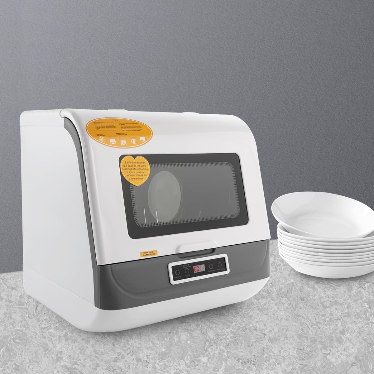 Mini lavavajillas, 800 W, IPX1, lavavajillas de mesa con 3 programas de lavado, pequeño, para oficina, camping, caravana, espacio para 12-20 cubiertos, 45 x 40 x 44,8 cm (blanco) — view 4