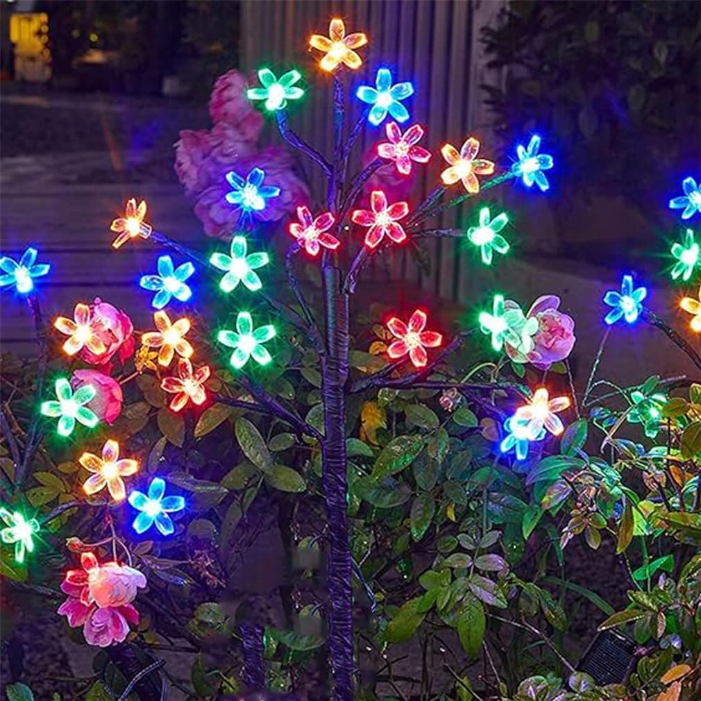 Outdoor Waterproof Cherry Blossom Multicolor Solar Garden Lights, Multicolor Garden Decorative Waterproof Lights with Solar Charge Pane, For Patio, Lawn, Pathway (Warm,Bee) — view 12