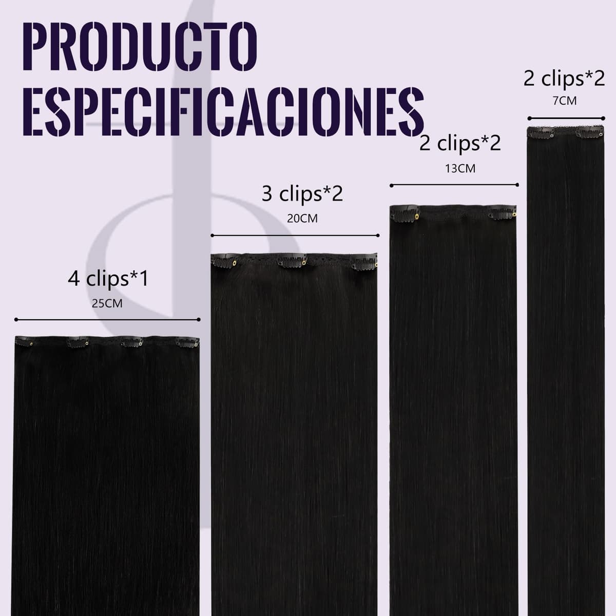 Fshine Extensiones de Clip de Pelo Natural Humano 7pcs 14 Pulgadas Extensiones Clip Pelo Natural Negro Natural Color 1B 120G — view 5
