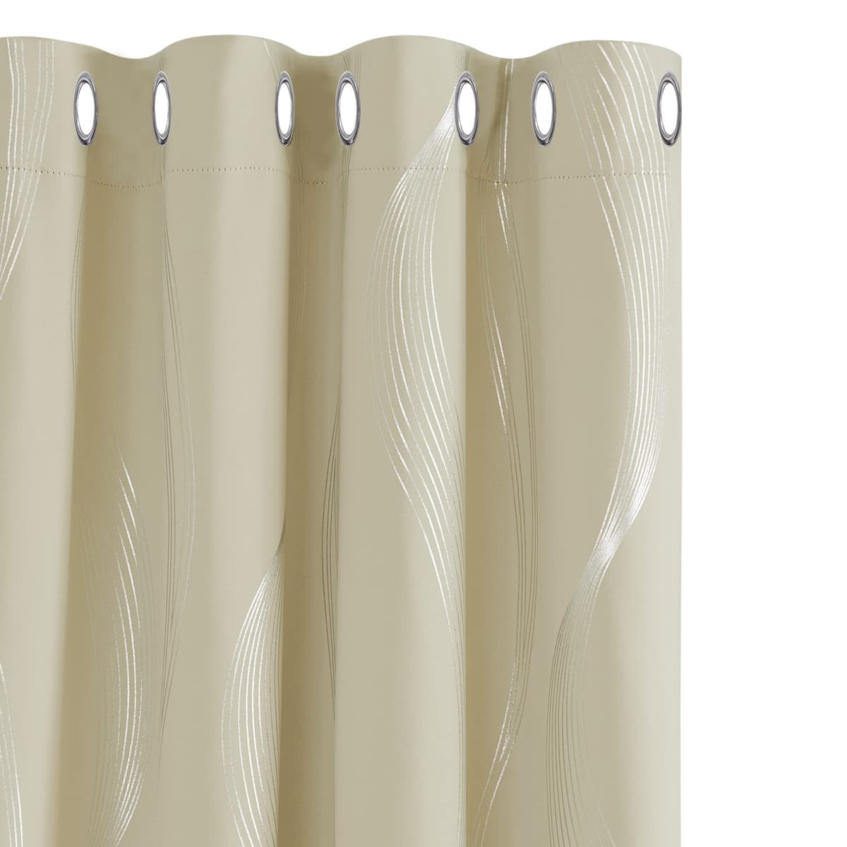 Deconovo Grey Blackout Curtains for Living Room 72 Drop Silver Wave Line Foil Printed Blackout Curtains Thermal Insulated Curtains Eyelet Curtains for Baby Nursery 46 x 72 Inch Light Grey Two Panels — view 32