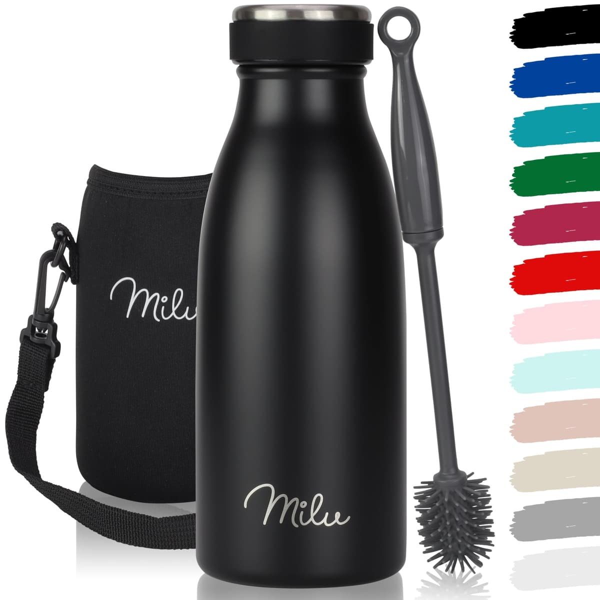 Milu Stainless Steel Drinking Bottle 1500 ml - Insulated Thermo Flask for Water - Leak Proof, Insulated and Double Walled, Carbonated (Granite Navy Blue, 1,5L) — view 87