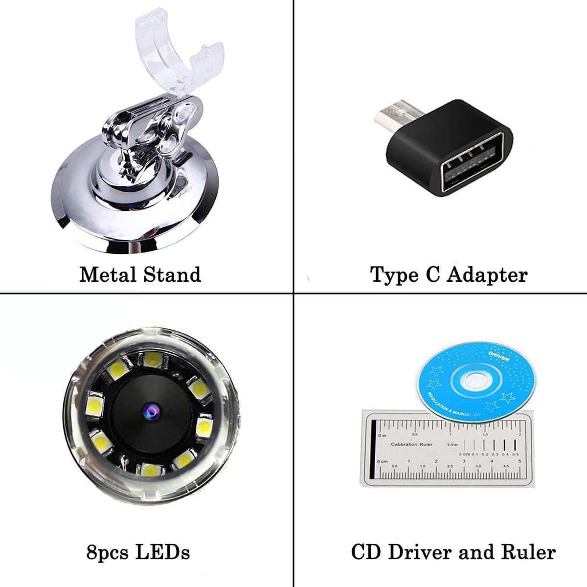 Jiusion 40 A 1000 x endoscopio, 8 LED USB 2.0 Digital Microscopio, Mini cámara con OTG Adaptador y Metal Soporte, Compatible con Mac Windows 7 8 10 11 Android Linux Chrome — view 5