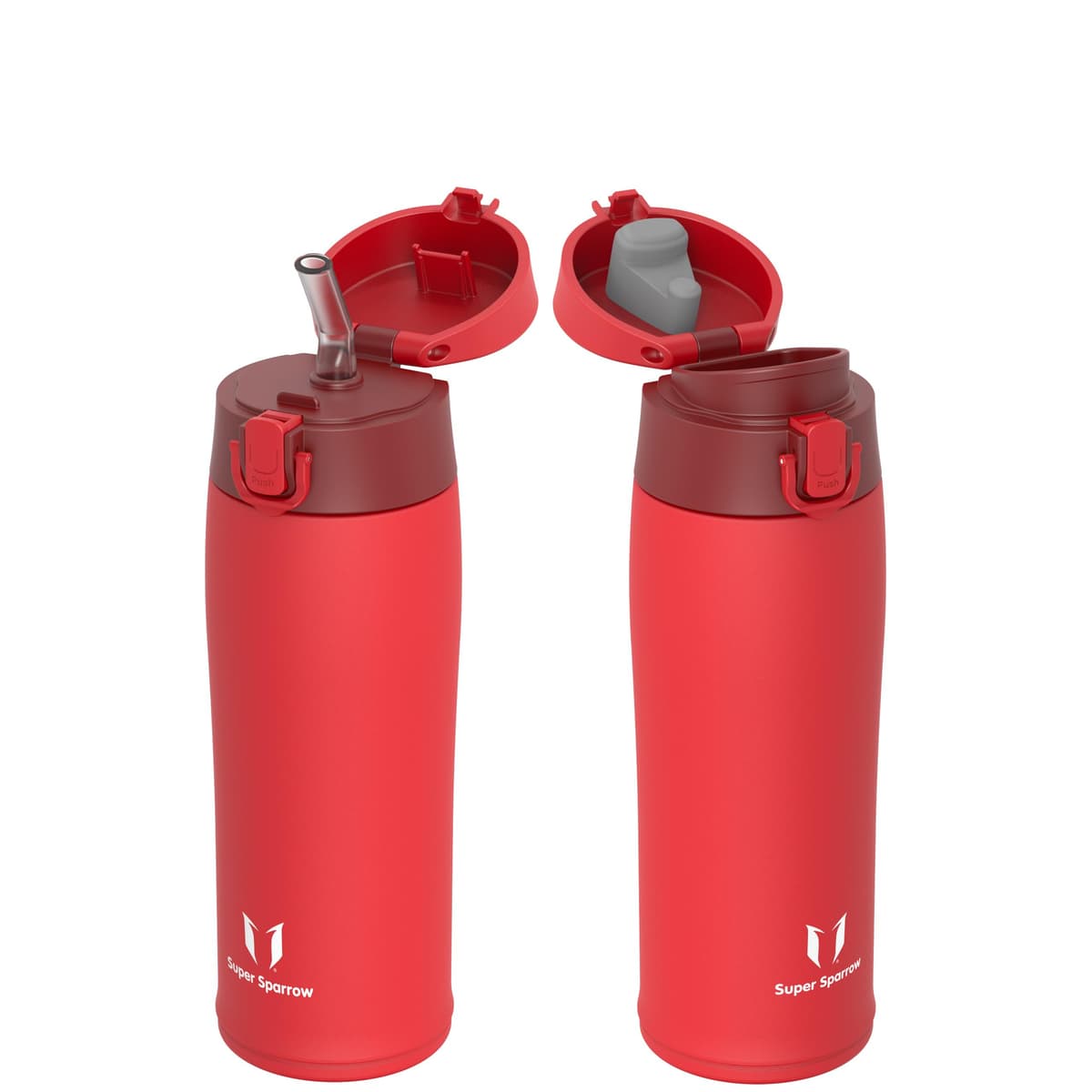 Super Sparrow Insulated Water Bottle - Travel Mug - 500ml, 750ml，950ml - Stainless Steel Water Bottles - BPA Free - Leakproof Metal Bottles - Includes 2 Lids, Straw Lid & Spout Lid — view 25
