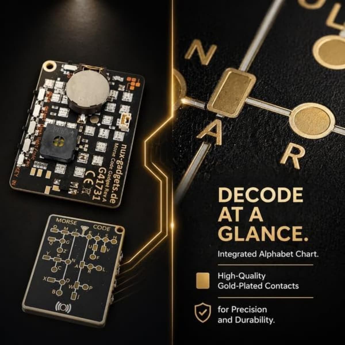 Morse Code Trainer Card Pro, Professional PCB Style with Interactive LEDs & Signal Buttons for Adult Morse Code Learning, Telegraph Practice & Encryption Training for Electronics Lovers (1Pc) — view 3