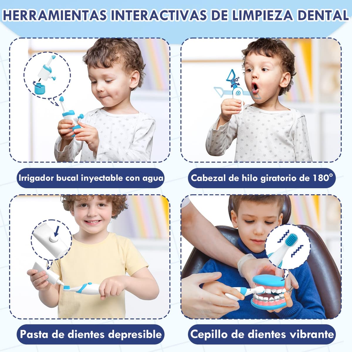 Lehoo Castle Medical Case Toy, Dentist Game, Doctor Toys, Children's Medical Kit, Toys for Children 3 Years (Blue) — view 5