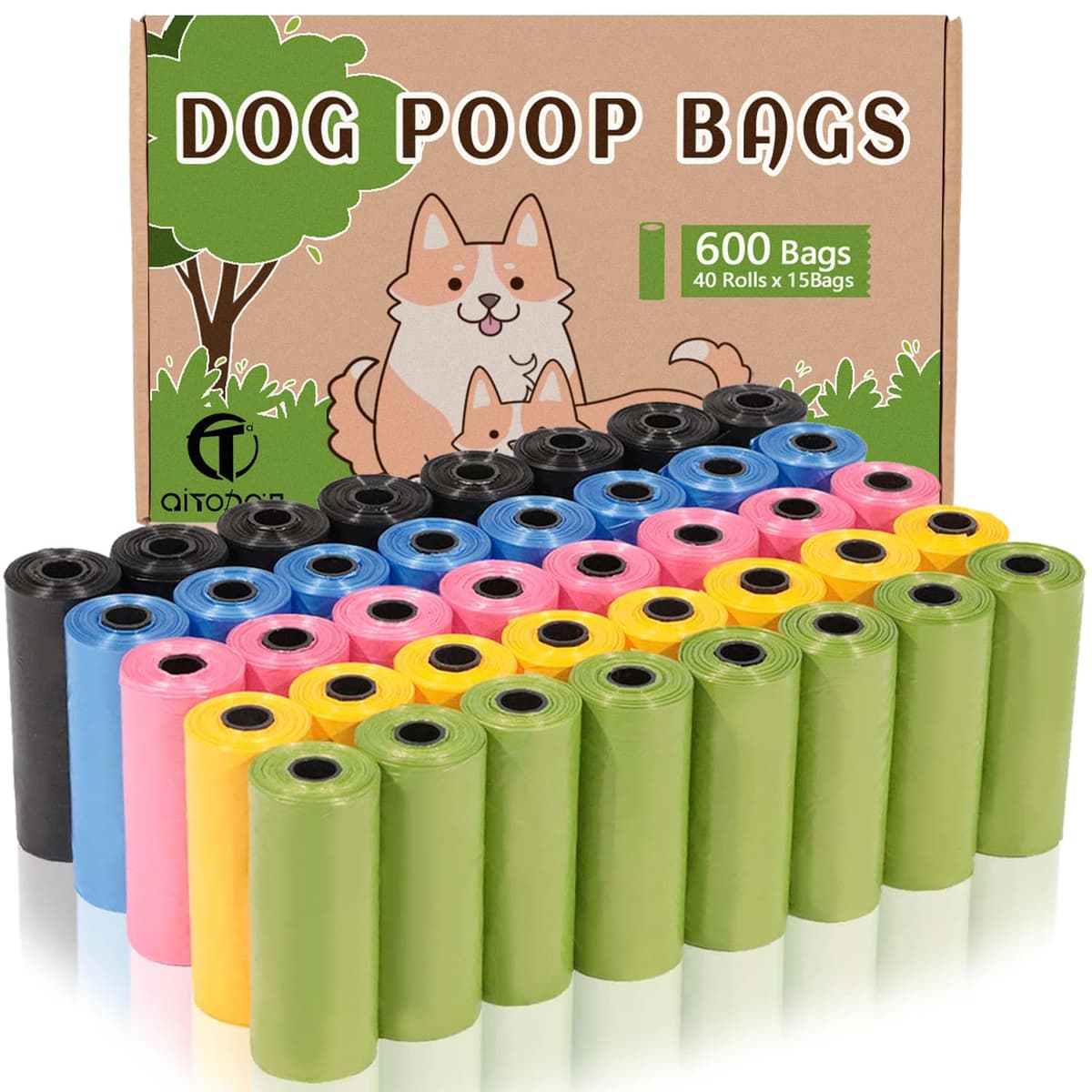 AiTodos® 600PCS Bolsas Caca Perro, Verde - Bolsas Excrementos Perros - Adecuado Salir de Casa, 31 * 22CM, Polietileno-Material, Portátil (40 Rollos, 15 por Rollo) -Poop Bags — view 11