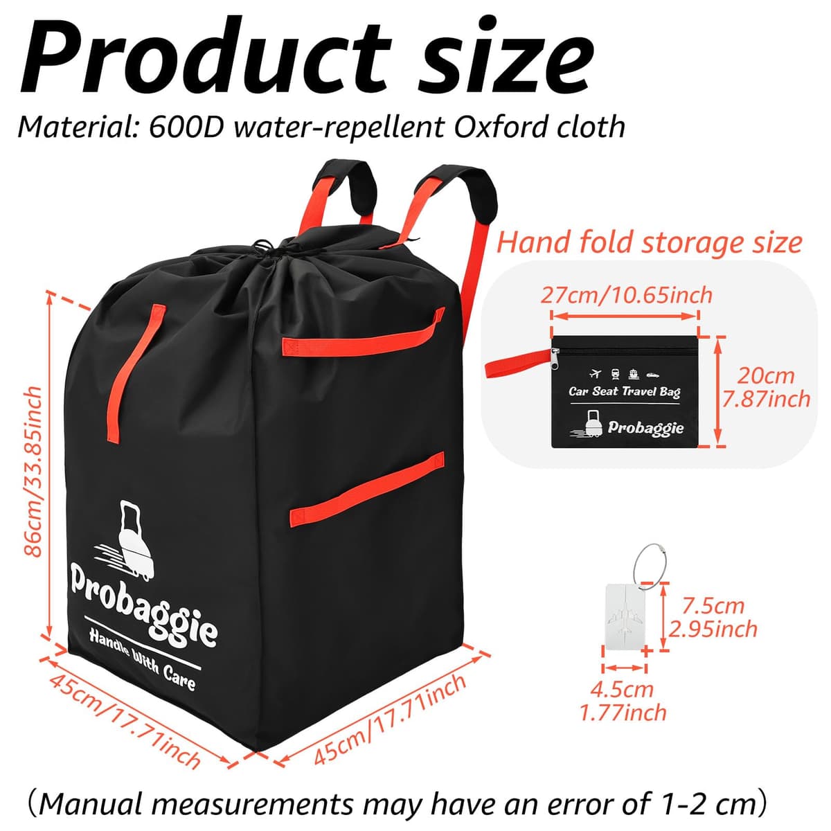 Zhjiutak Car Seat Travel Bag for Airplane,86x45x45cm Easy Carry Backpack Bags, Car Seat Bag Ideal for Air Travel Family Vacation and Parents with Infant — view 3