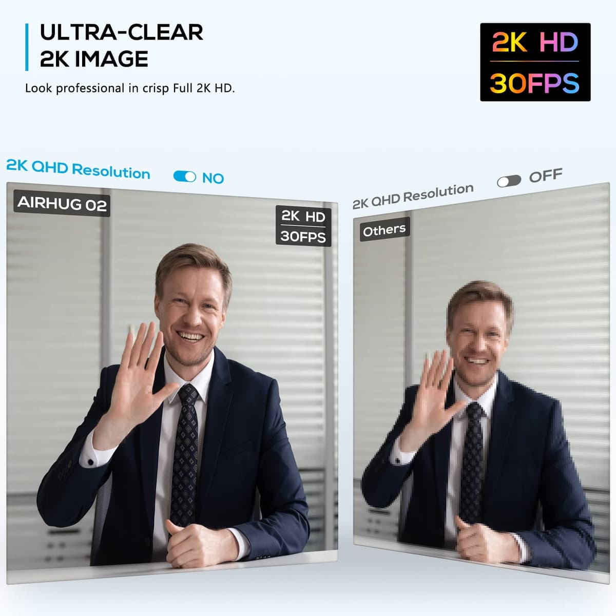 AIRHUG Cámara web 2K sin micrófono con cubierta de privacidad, cámara web USB para computadora y computadora portátil Plug & Play, cámara web sin audio, gran angular de 78°, para transmisión y confere — view 4