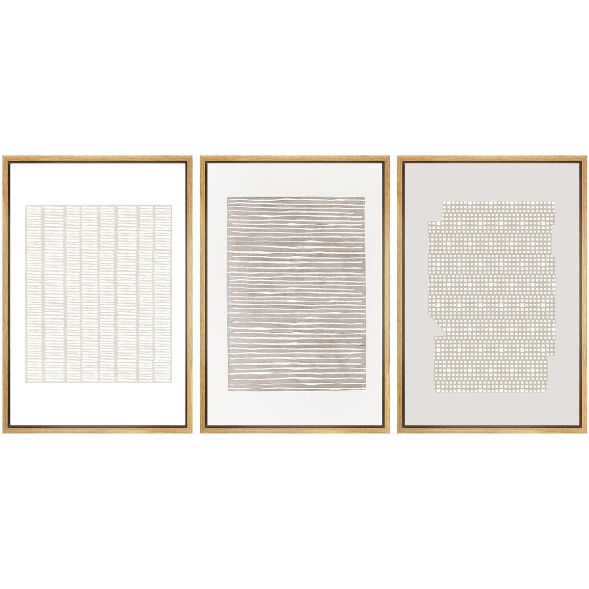 SIGNWIN Framed Canvas Print Wall Art Set Blue White Grunge Geometric Pattern Abstract Shapes Cozy Neutral Decorative Contemporary Minimal for Living Room, Bedroom, Office - 24"x36"x3 Natural — view 104