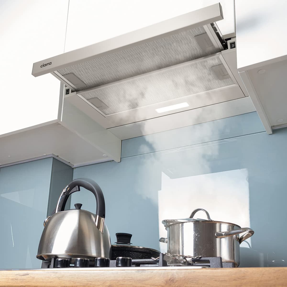 CIARRA Telescopic Cooker Hood 60cm CBCS6906D 370m³/h Built-in Extractor Hood 600mm with LED Light 2 Speeds Integrated Kitchen Extractor Fan — view 3