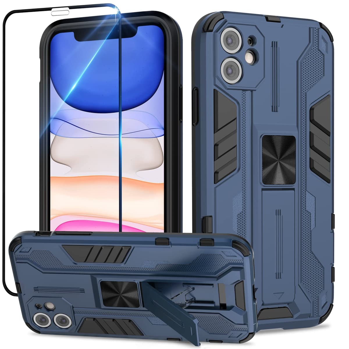 Funda para CMF Phone 2 Pro, Carcasa Antigolpes con Soporte anular metálico, Case Protectora de Grado Militar, Negro — view 233