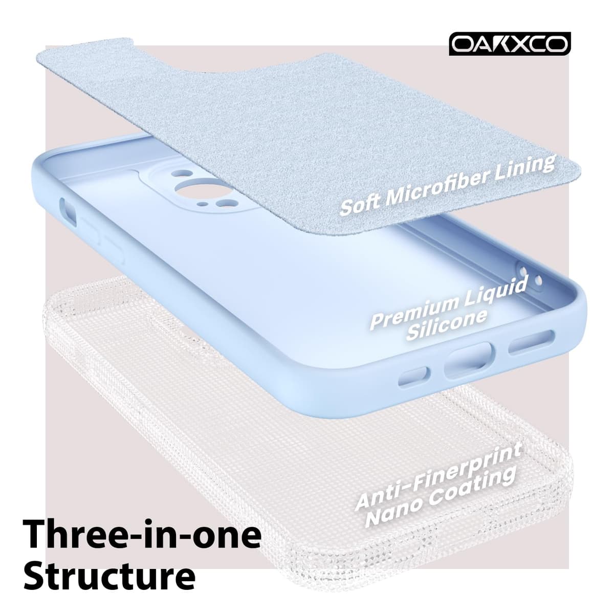 oakxco for iPhone 17 Pro Max Phone Case Liquid Silicone, Cute Thin Slim Grip Soft Rubber Gel for Women Men, Smooth Matte TPU Plain Solid Color Girly Simple Case with Camera Cover, Light Pink — view 1698