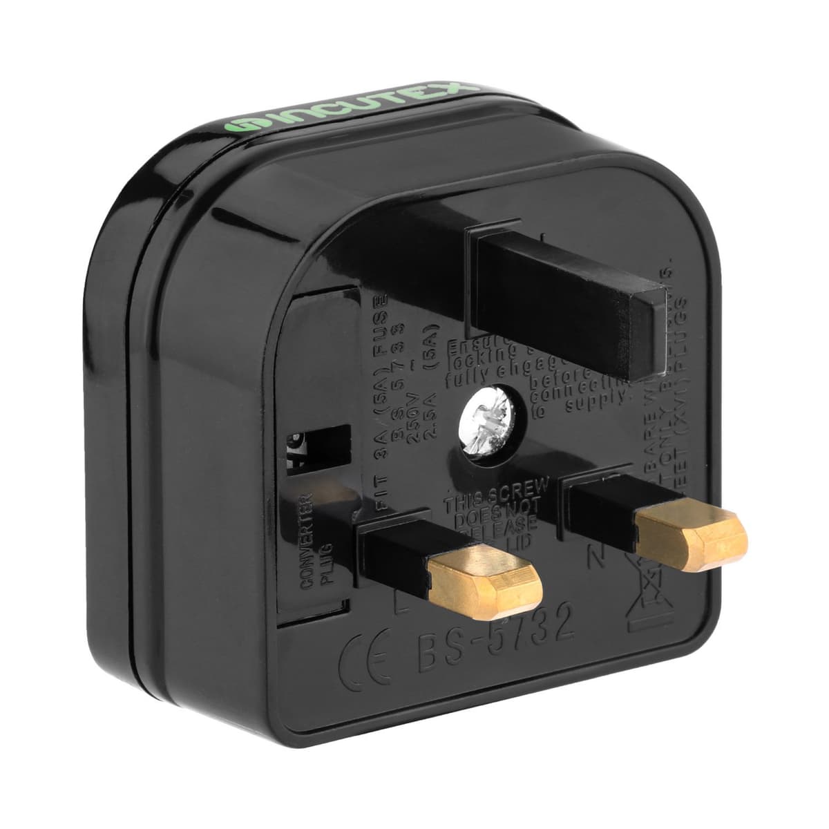 Incutex 2X adaptadores de Viaje para UK GB Inglaterra Tipo C Conector Europeo hacia Enchufe UK 3 Patas, Negro — view 2