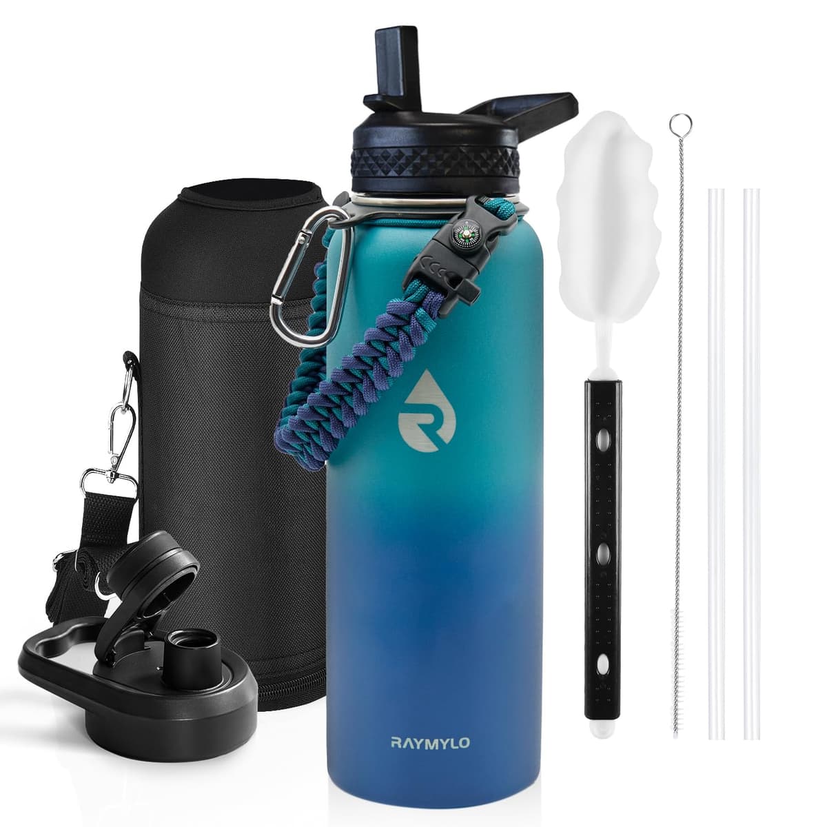RAYMYLO One Gallon Water Bottle Insulated, Triple Walled Vacuum Stainless Steel (Cold for 48 Hrs), Leak Proof & Non-BPA, Large Water Flask Jug with Paracord Handle & Straw Spout Lids — view 67