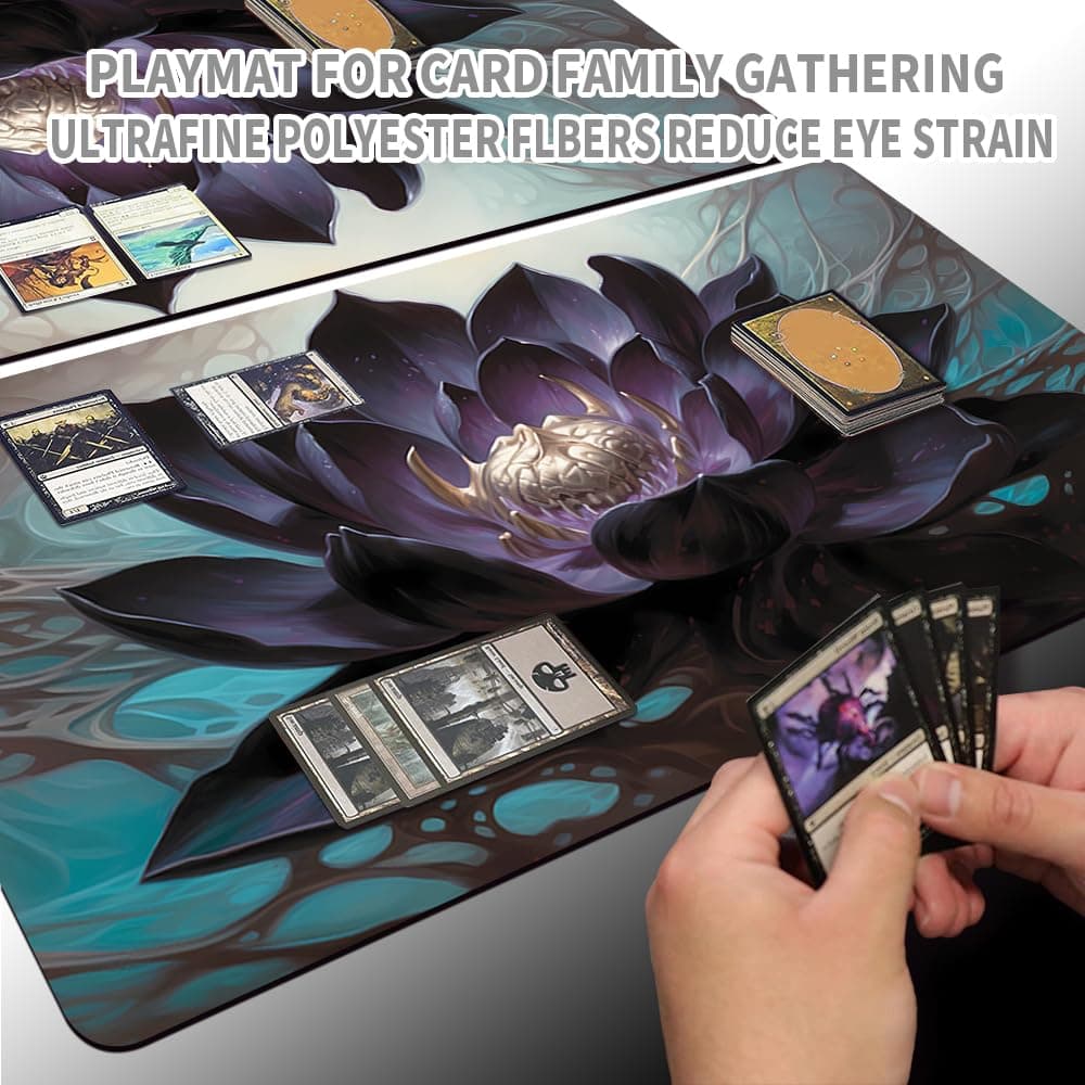 Alfombrilla de juego MTG + bolsa impermeable gratis, bordes cosidos, superficie de goma lisa, alfombrilla de juego MTG con zonas (un original ángel de vuelo alabastro) (loto negro, sin zona) — view 3
