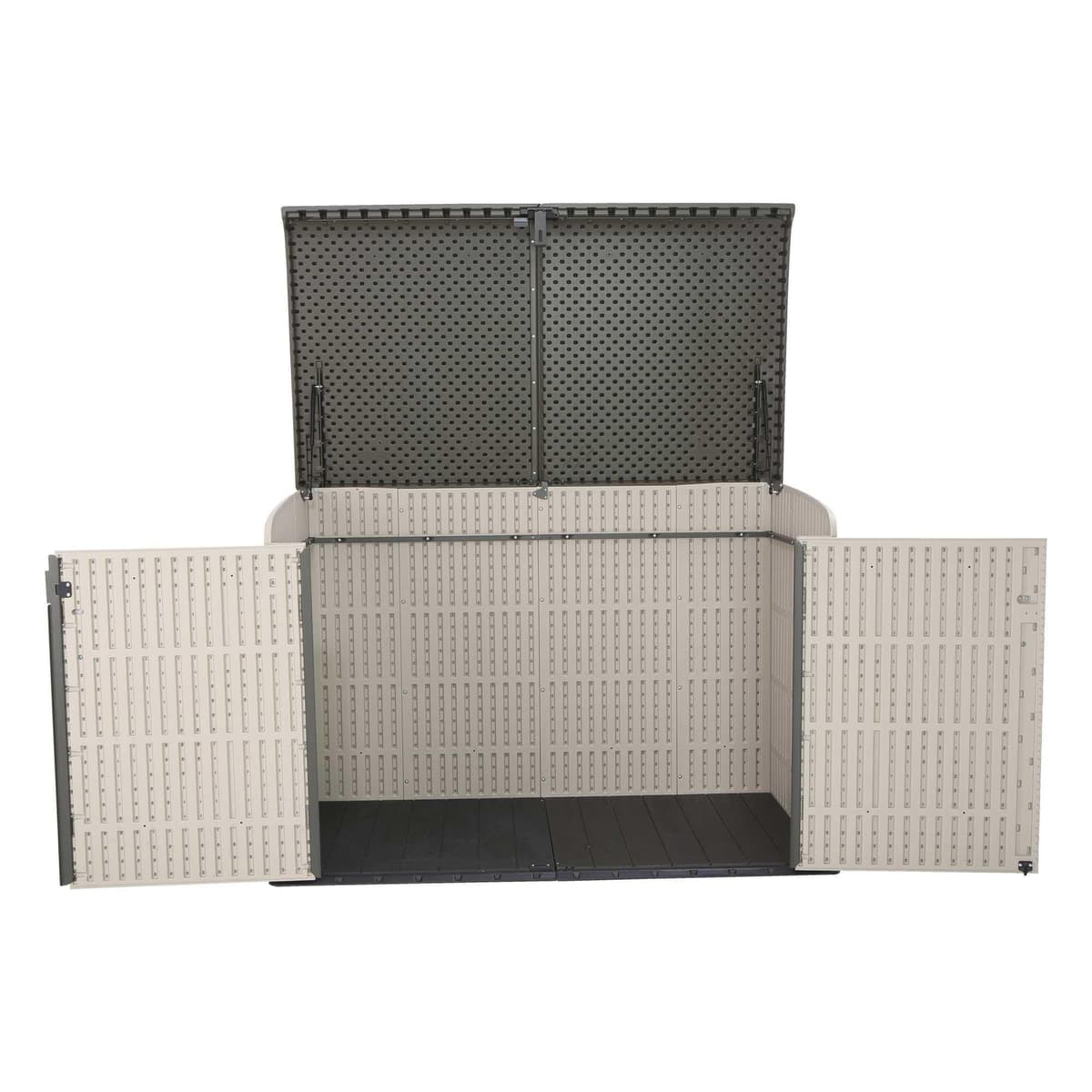 LIFETIME 60170 6 x 3.5 ft Heavy Duty Low Plastic Shed Horizontal Storage Box - Desert Sand/White — view 2