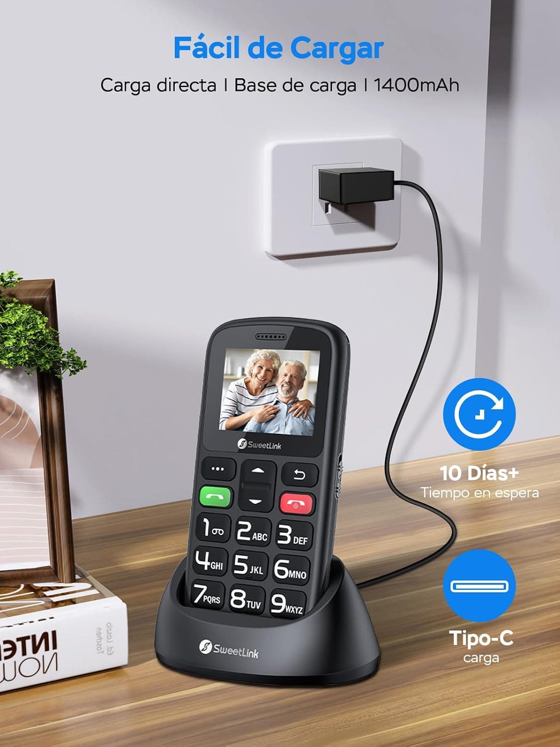 SweetLink S2 Plus Mobile Phone for Elderly, 2023 2G gsm Senior Large Key and High Volume Mobiles, SOS Button, 1400mAh Battery — view 4