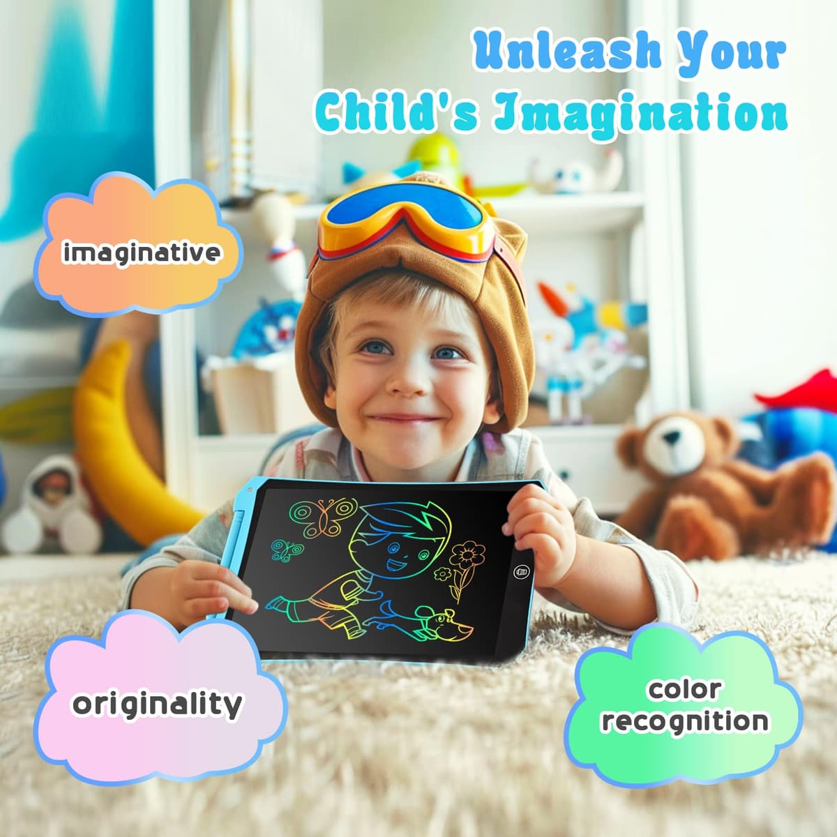 BlueSwan Pizarra Infantil LCD 8.5 Pulgadas, Tableta Escritura Magnetica, Tableta Dibujo Niños Borrable con Protección Ocular para 3-12 Años, Juguetes de Viaje, Regalo de Cumpleaños y Navidad Rosa — view 4