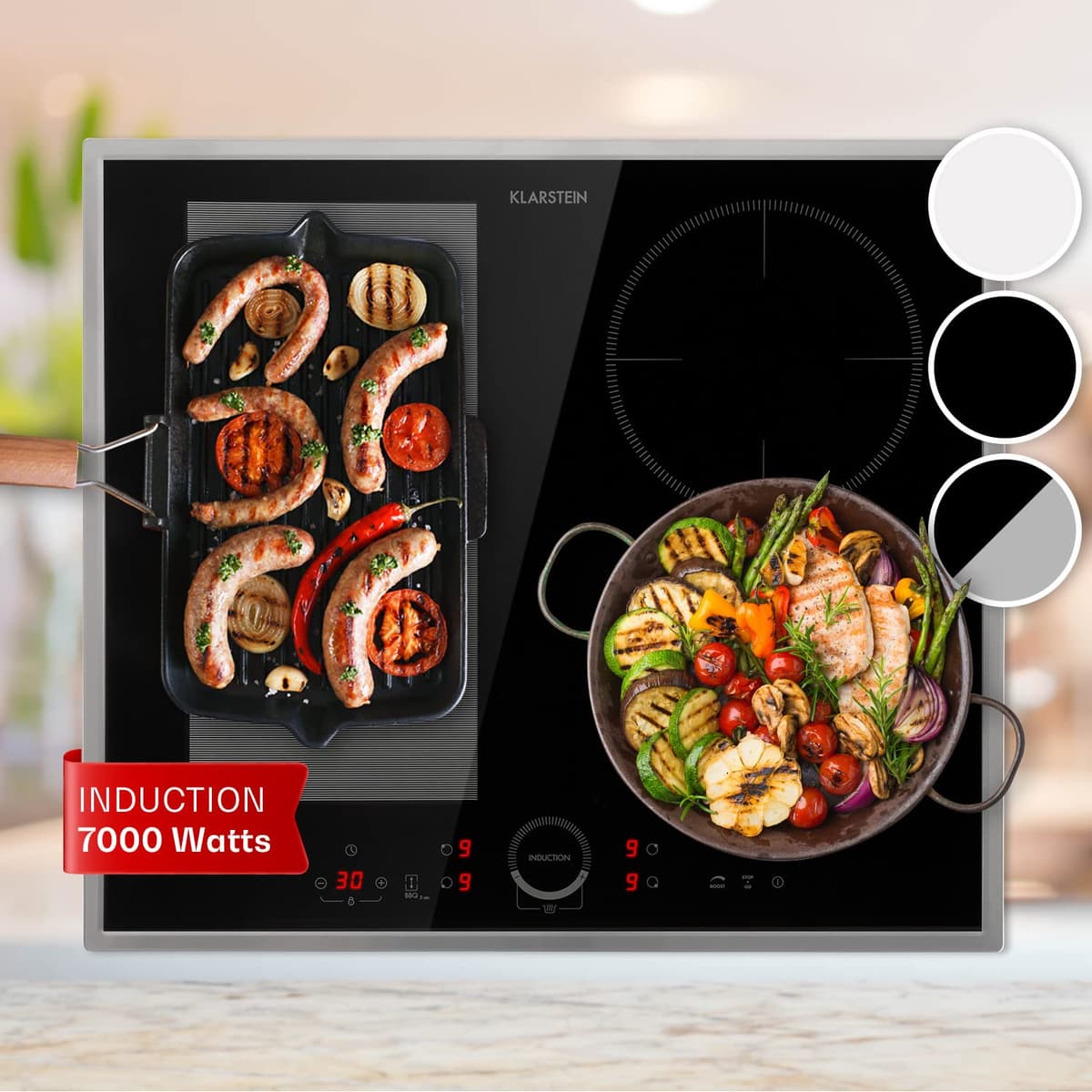 Klarstein Induction Hob, 9300W Electric Hobs Induction Cooker, 5 Ring Electric Pan Hob, Built-In Table Top Cookers w/ 5 Hobs, Touch Control, Inductions Heater Cooktops, Hot Plates for Cooking — view 19