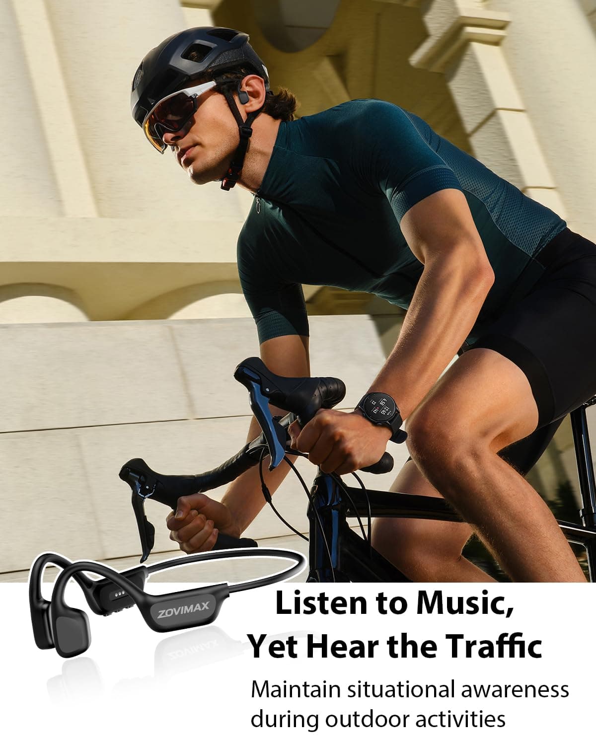 Military Bone Conduction Headphones, Bluetooth 6.0, IP68 Swimming Waterproof Sports Headphones with 32GB MP3, 12h AI Open Ear Anti-Wind-Earphone for Diving/Surfing/Racing/Cycling/Fitness — view 7