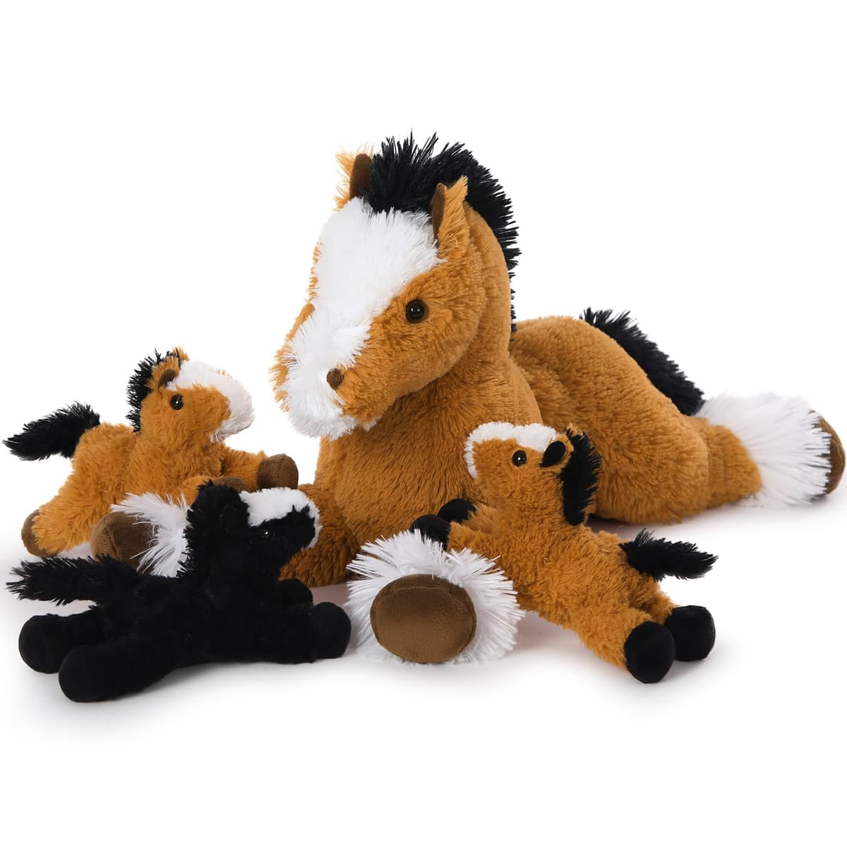 MorisMos Horse Soft Toys for Girls, Lifelike Cuddly Horses Teddy with Babies inside, Kawaii Plush Pony Stuffed Animal Presents for Kids Boys Birthday Party Decoration (Dark Brown 54cm)