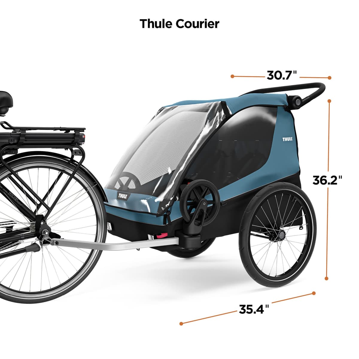 Thule, Courier, 2 Seater Bike Trailer, Blu, U, Unisex-Adult — view 3