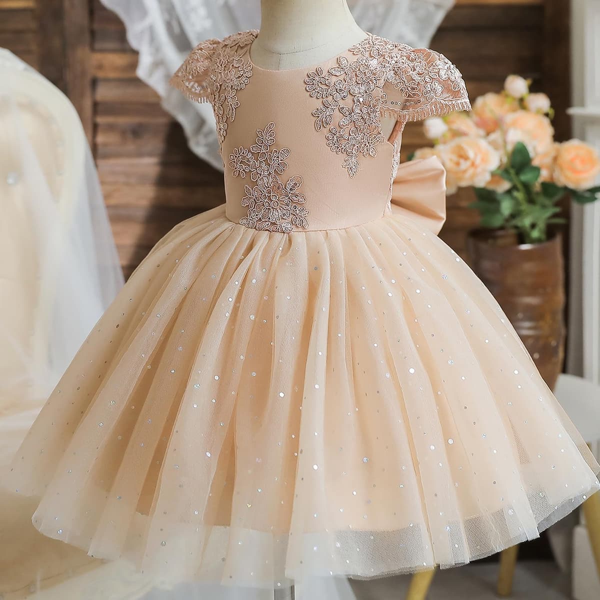 TTYAOVO Bebé Boda Pompa Bautismo Bautizo Tutu Vestido Chicas Princesa Vestir — view 2