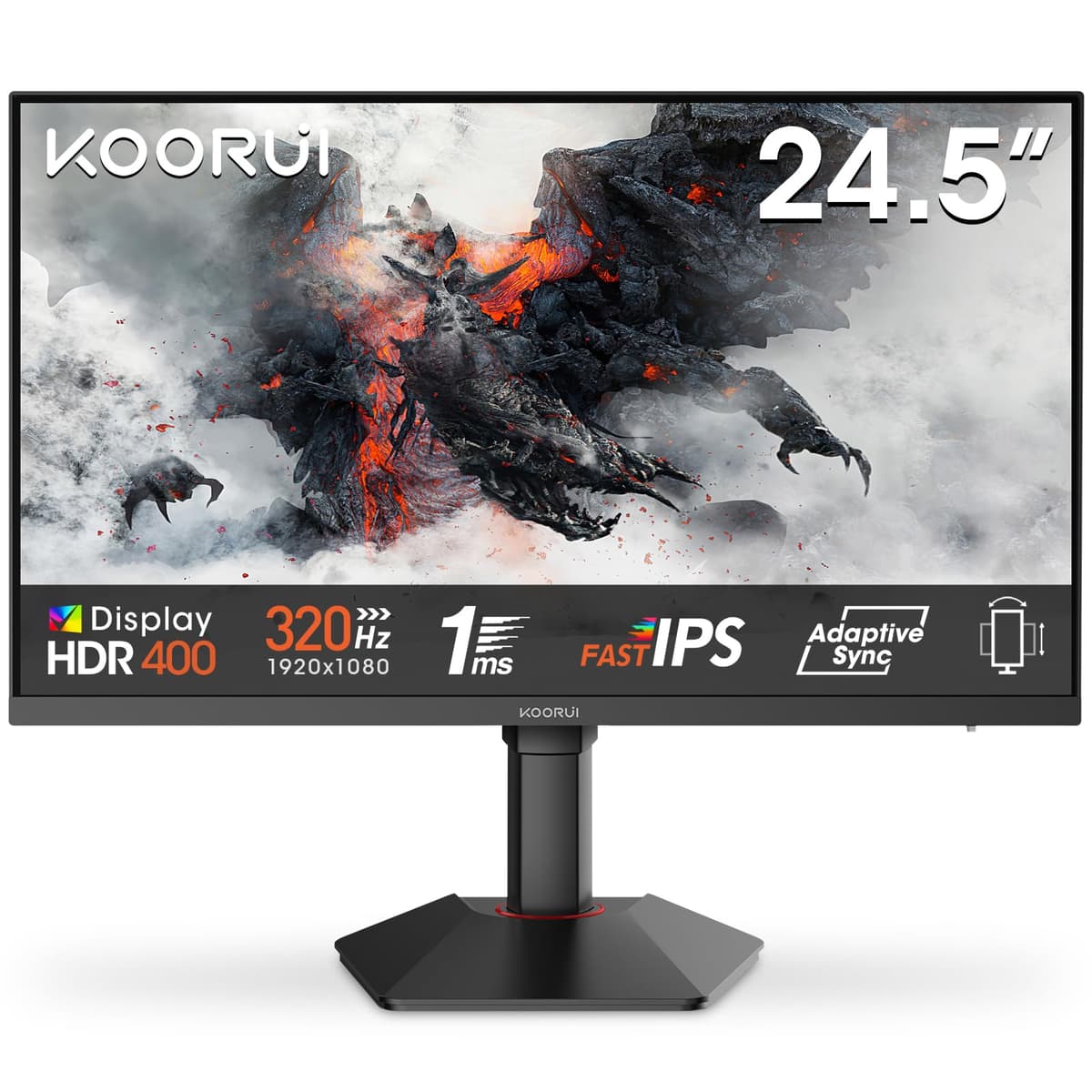 KOORUI G2411P 24 Inch Gaming Monitor, 200Hz, Fast IPS, HDR 400, Full-HD 1080P, 1ms, Adaptive Sync, VESA Mountable, HDMI/DP, Low Blue Light, 99% SRGB — view 10