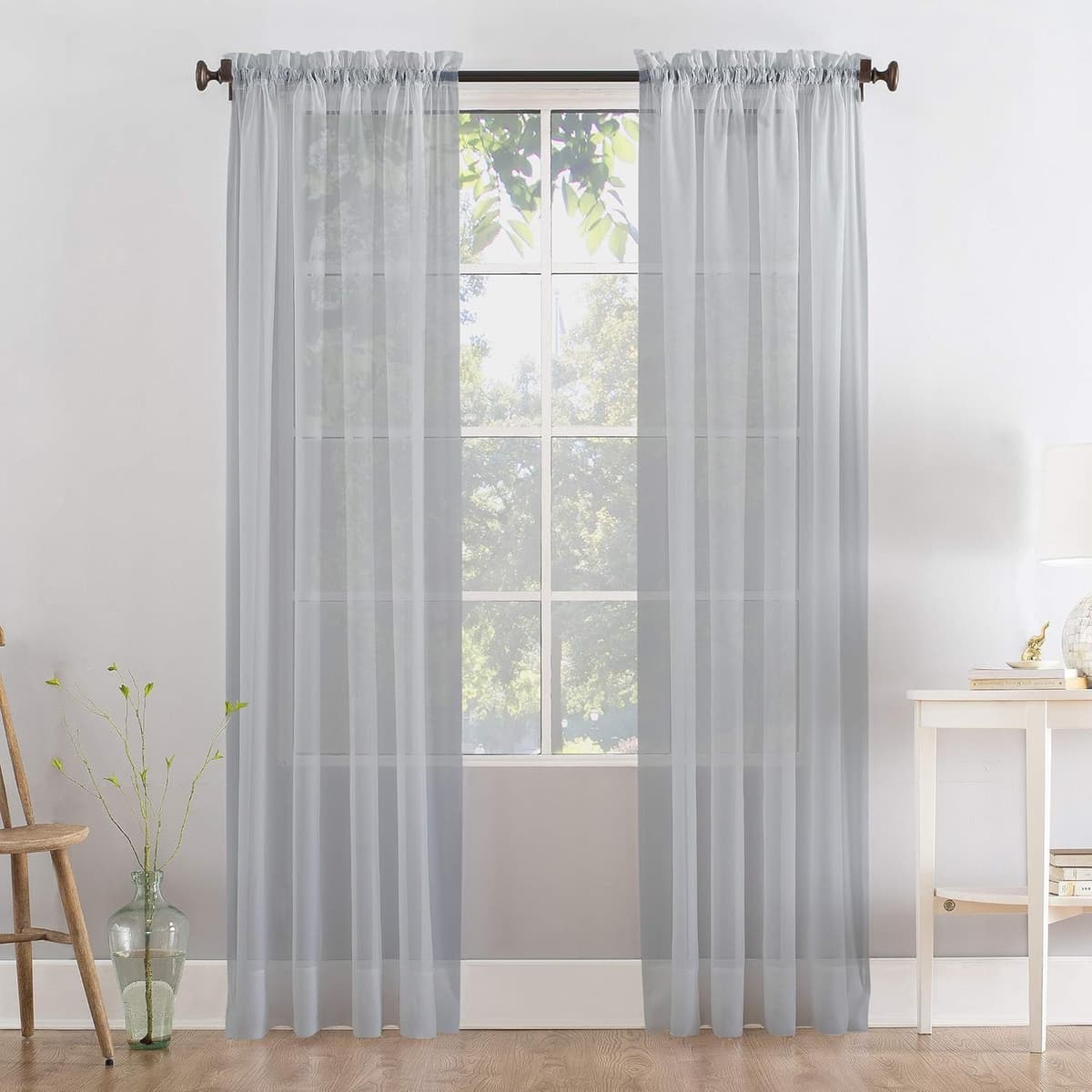 Megachest a pair of slot top voile curtains (Pure White, 56" wideX81 drop 2 Panels) — view 27