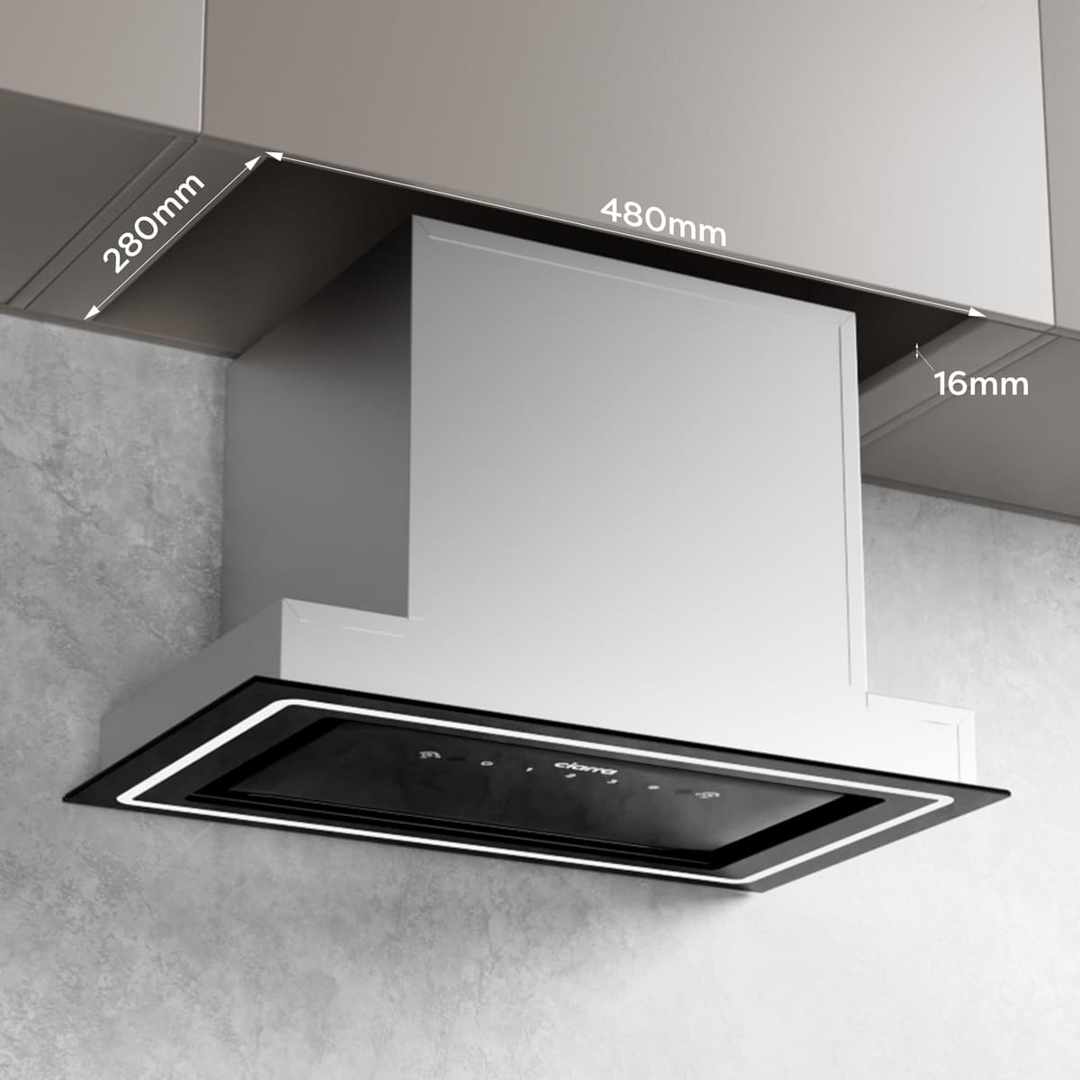 CIARRA 52cm Integrated Cooker Hood, Built-in Kitchen Extractor Fan with Wave Control, LED Light, Carbon Filter, Recirculation & Ducting Options, Slim Undercabinet Kitchen Hood - CBCB5931C — view 2