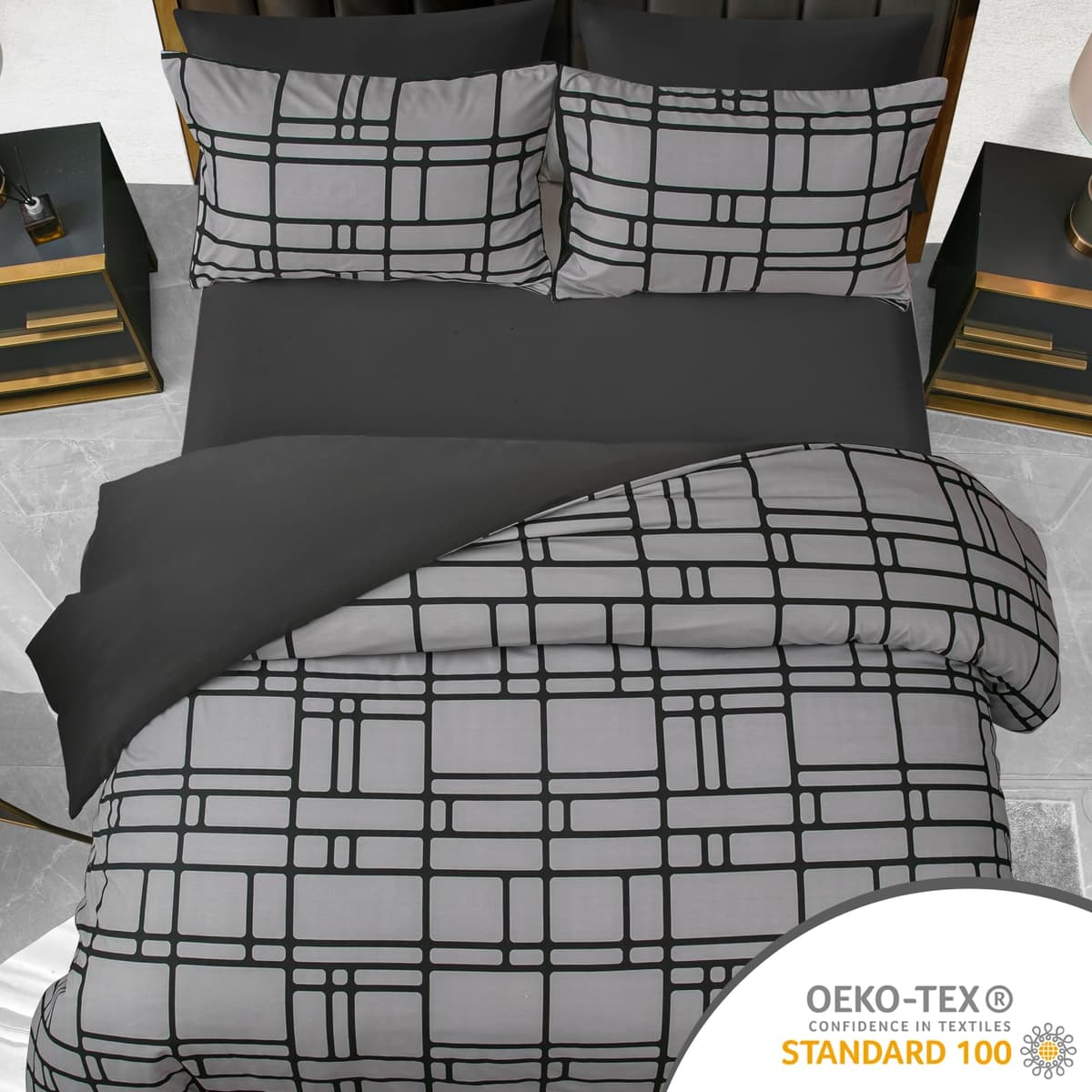 Pamposh 3 Pcs Single Duvet Cover Set with Matching Black Single Fitted Sheet 40 cm Extra Deep Pocket - UltraSoft Breathable Premium Microfibre Reversible Quilt Cover Bedding Set For All Seasons — view 56