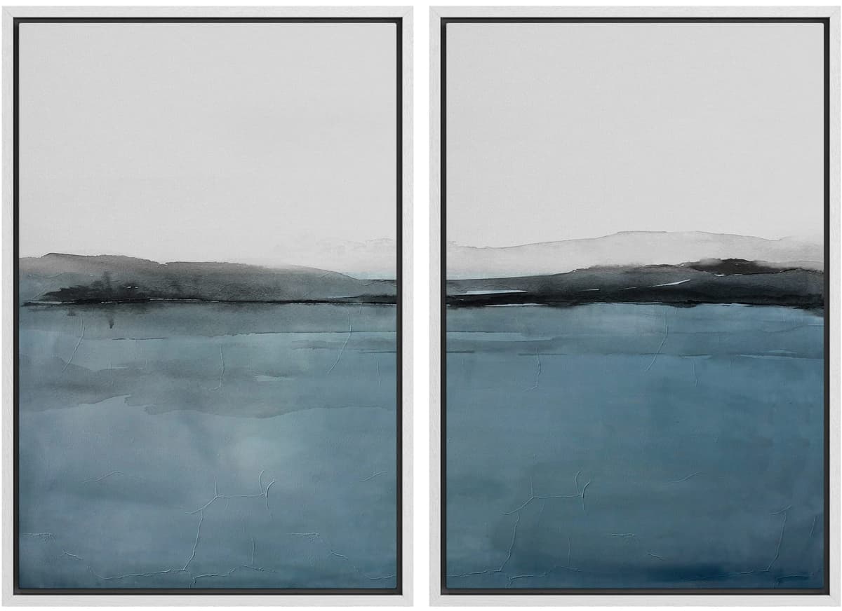 MUDECOR Framed Canvas Print Wall Art Set Watercolor Pastel Duotone Tan Landscape Abstract Shapes Illustrations Modern Art Decorative Contemporary for Living Room, Bedroom, Office - 24"x36"x2 Natural — view 146