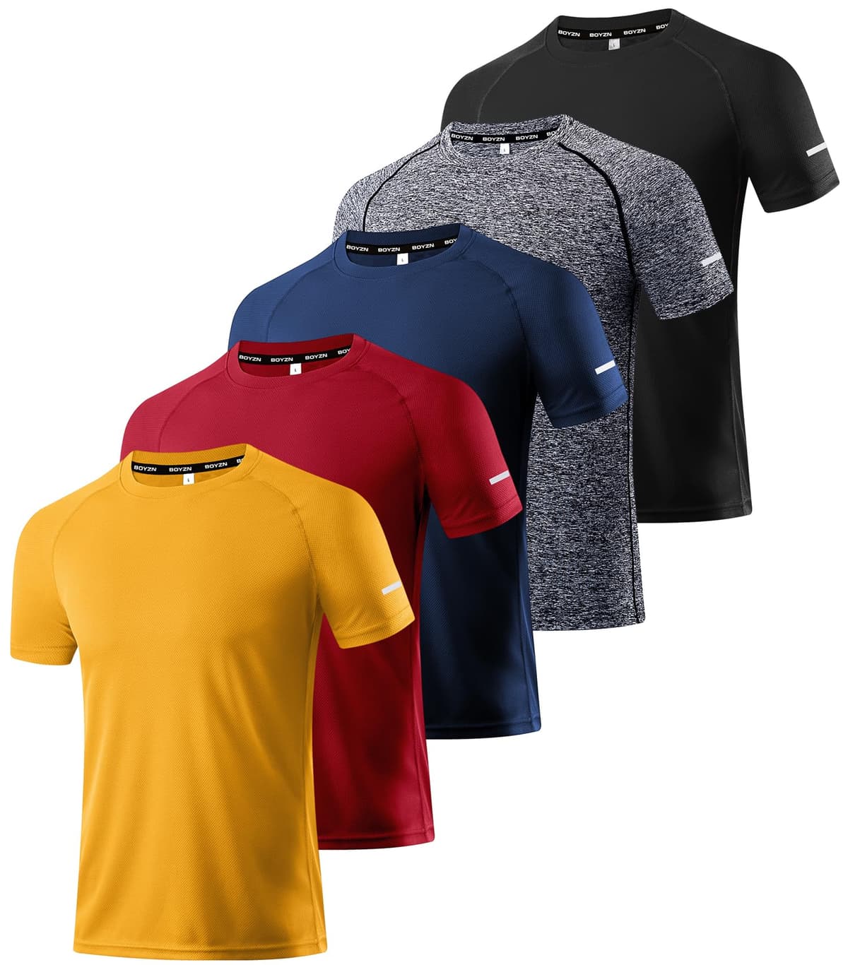 Boyzn 1, 3, 5 or 7 Pack Men's Workout Running Shirts, Dry Fit Moisture Wicking T-Shirt, Gym Athletic Short Sleeve Tee Shirts — view 9