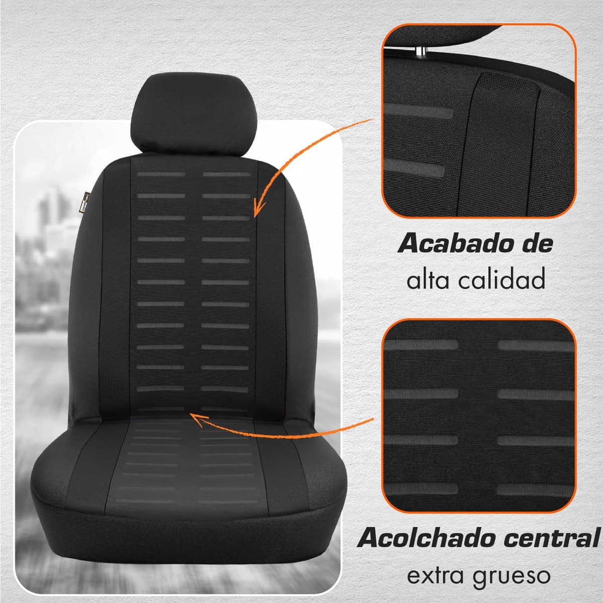 Upgrade4cars Fundas Asientos Coche Universales Negro | Cubre Universal | Protector de Asiento Delantero para Delantero y Trasero | Accesorios Interior Decoracion — view 3