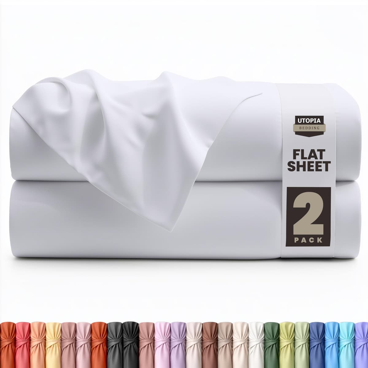 Utopia Bedding - Flat Sheet Double - Easy Care Soft Brushed Polyester - Microfiber Fabric - Wrinkle, Shrinkage, and Fade Resistant - White — view 19