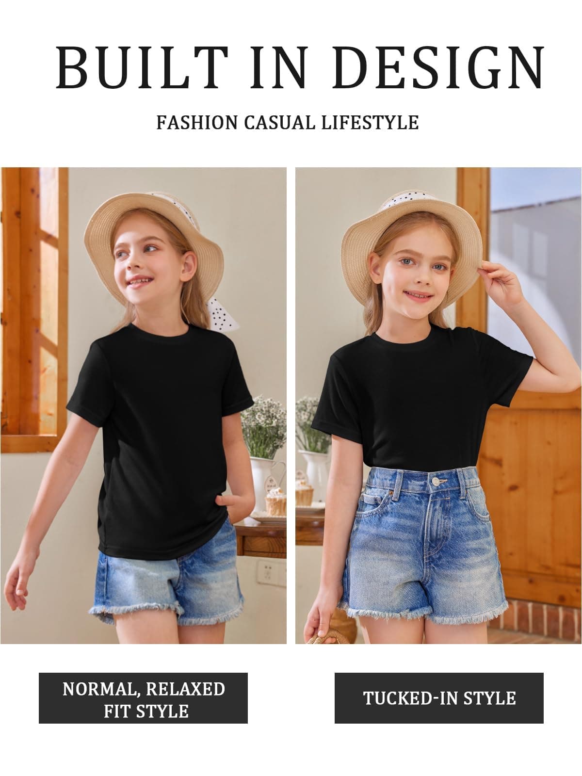 Haloumoning Camisetas de manga corta para niña, camisetas de verano, cuello redondo, informal, camisetas de gran tamaño — view 2