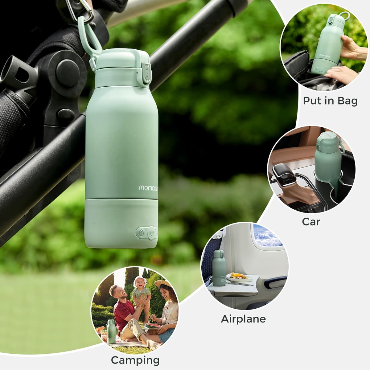 Momcozy Portable Bottle Warmer for Travel – Dual Heating Modes for Breast Milk & Water, Portable Milk Warmer with Fast Heating & Long Battery Life, 500ml Large Capacity to Meet Your All-Day Needs — view 4
