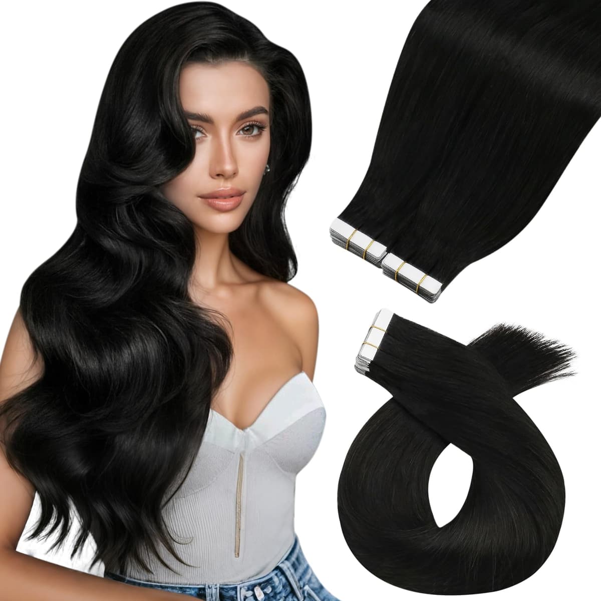 Moresoo Tape in Human Hair Extensions 20 Inch Highlight 50g/20pcs Tape in Hair Extensions Human Hair Ash Blonde with Platinum Blonde #P18/613 — view 49