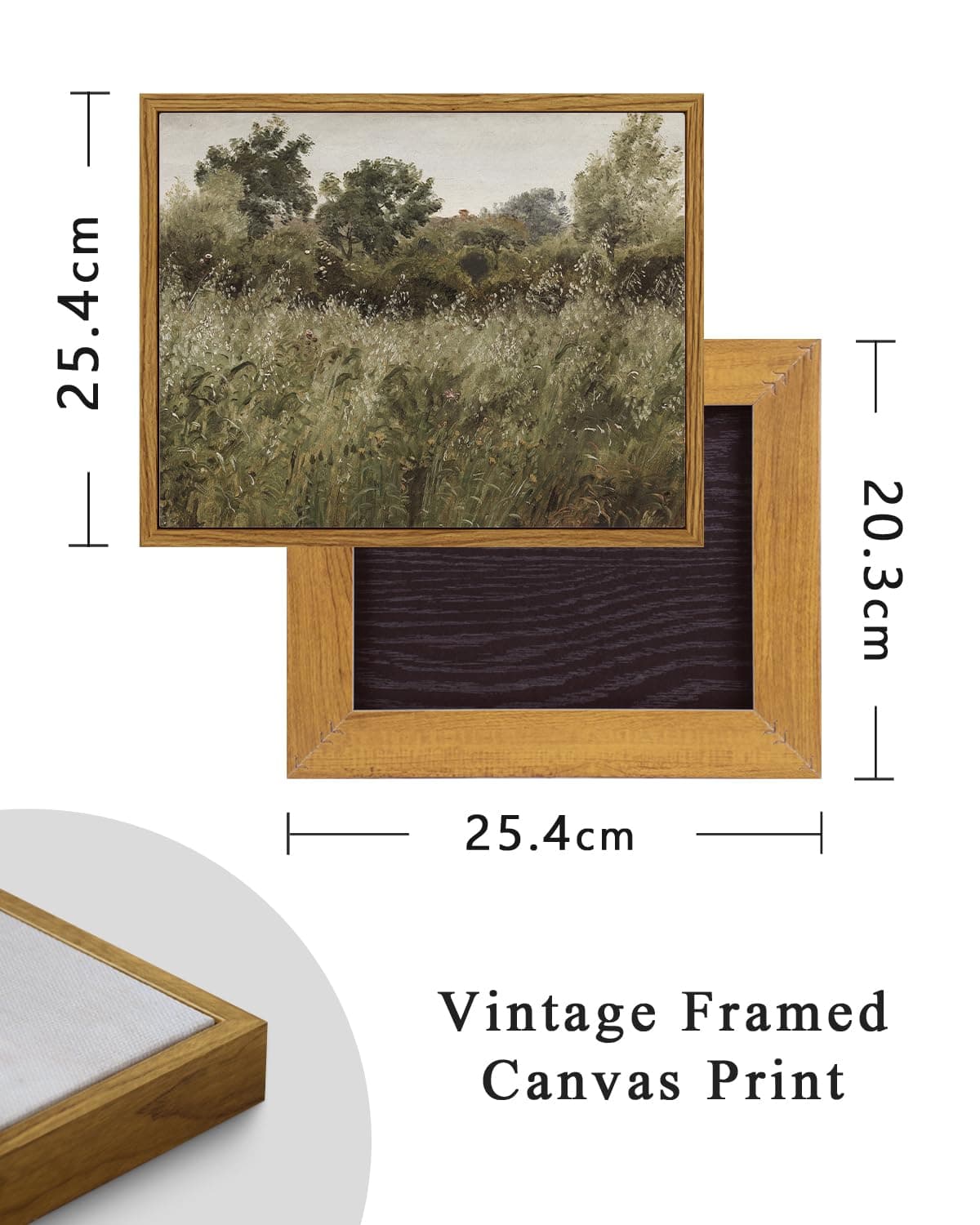 ARPEOTCY Framed Canvas Wall Art Prints, Living Room Hallway Shelf Decor, Grass Landscape Picture Paintings Wall Decor, Vintage Decor for Bedroom Bathroom Table, Aesthetic Room Decor, 20x25cm — view 4