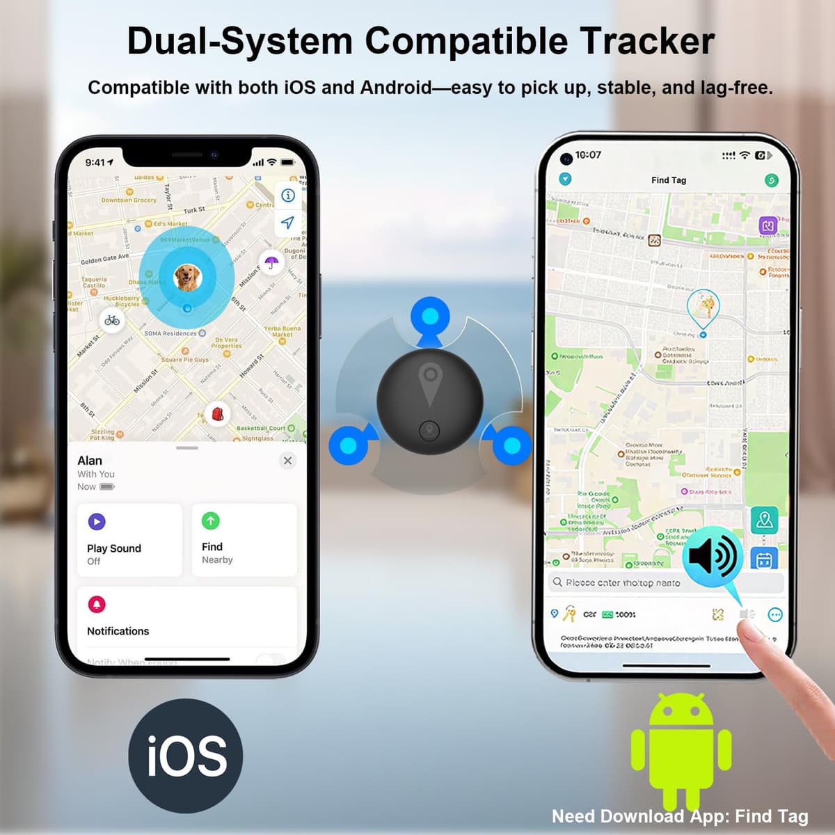 Car GPS Tracker,Magnetic Mini Vehicle Tracker (Compatible with iOS & Android),Real Time Vehicle Tracker,No Monthly Fee,IP68 Waterproof,Car Tracking Device for Car, Truck,Kids,bike,Global Coverage — view 2