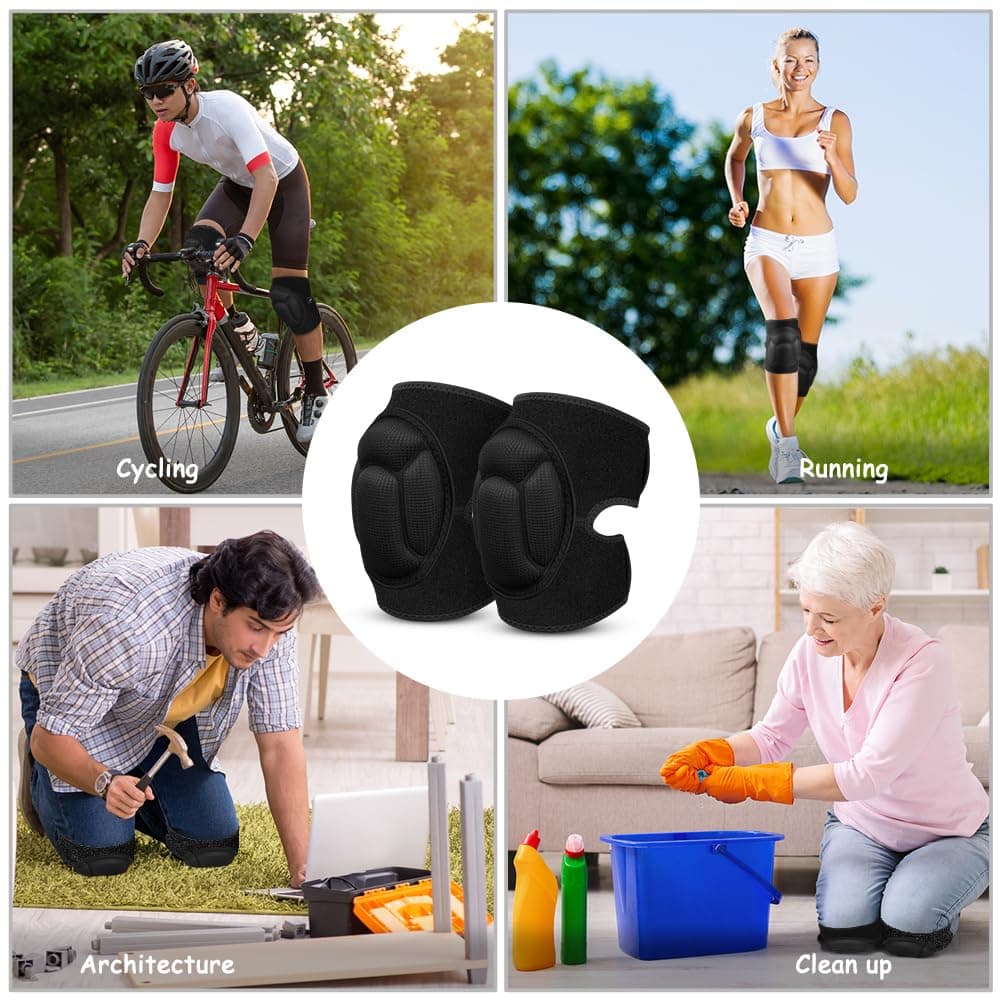 flintronic 1 Par Rodilleras Trabajo, Protección para la Rodilla, Esponja Eva De 20 Mm de Grosor, Antideslizantes para Rodilleras Voleibol Ajustables Adecuadas para Voleibol, Baile, Jardín (L,Negro) — view 8